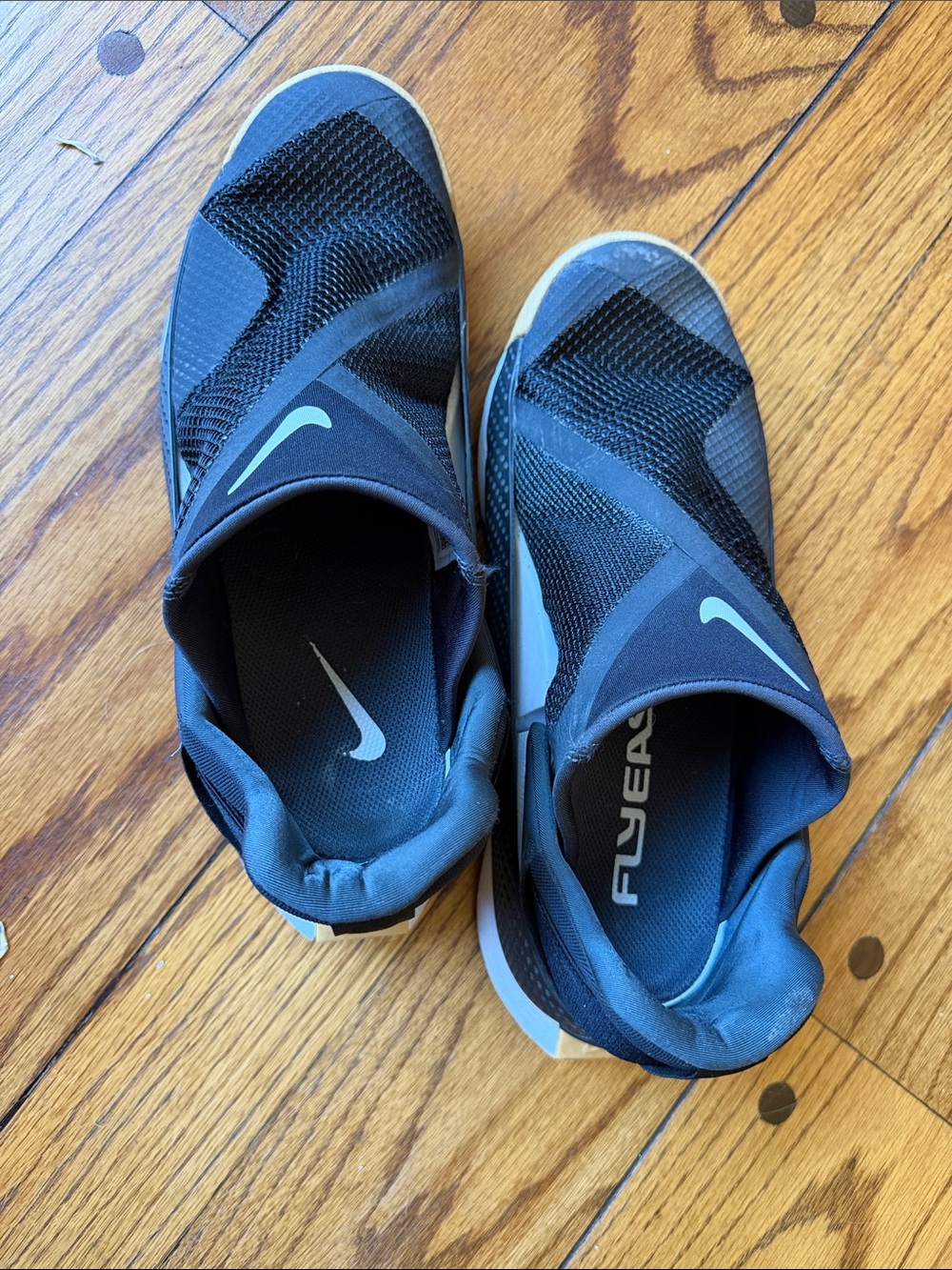 Nike Men’s Black and Navy FlyEase Slip-On Athletic Shoes